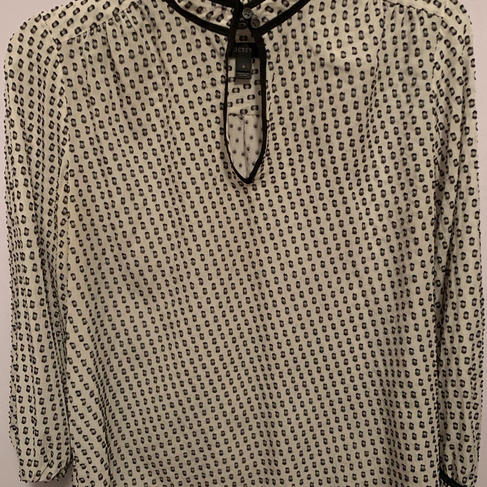 Black & Cream J.Crew long sleeve sheer blouse